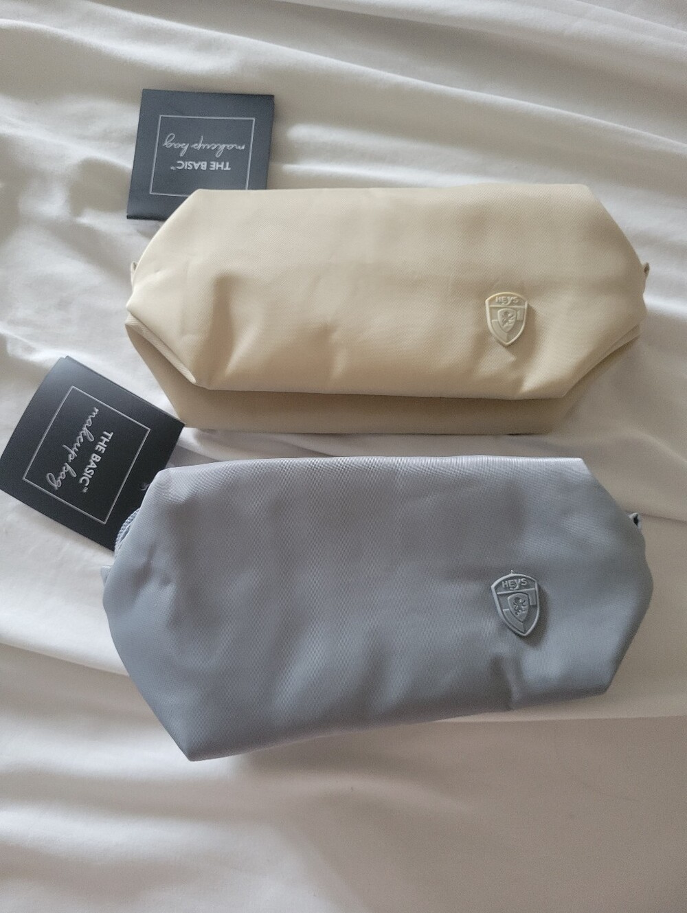 HEY'S Neutral Cream & Gray Cosmetic Pouches - Set of 2
